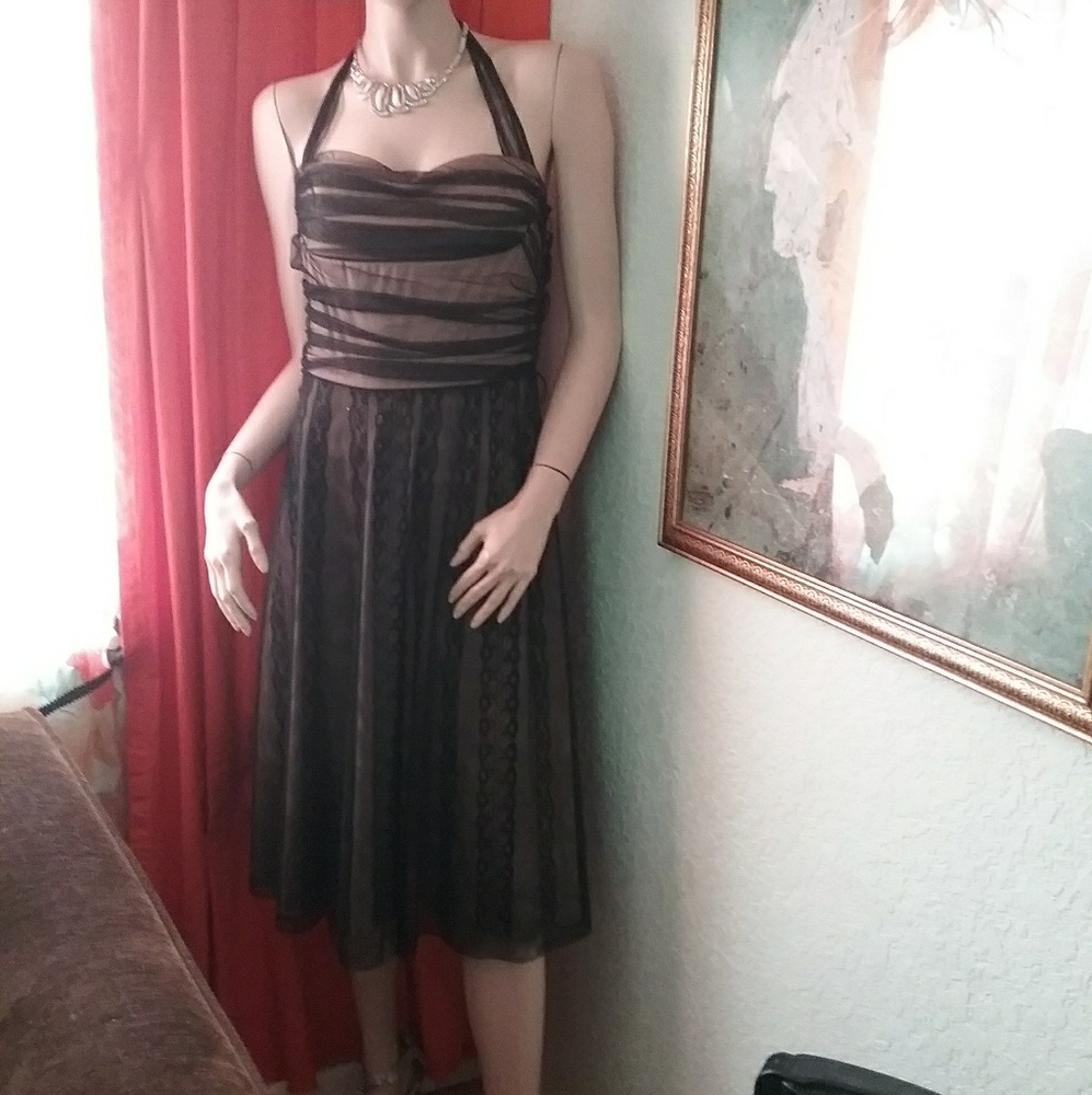 Black sheer halter  dress